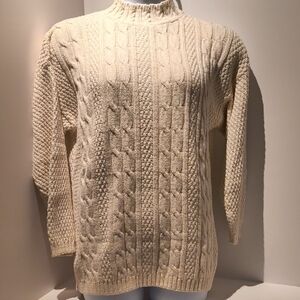 White Stag Women Sweater Textured Cream Large Pullover Cotton Knit